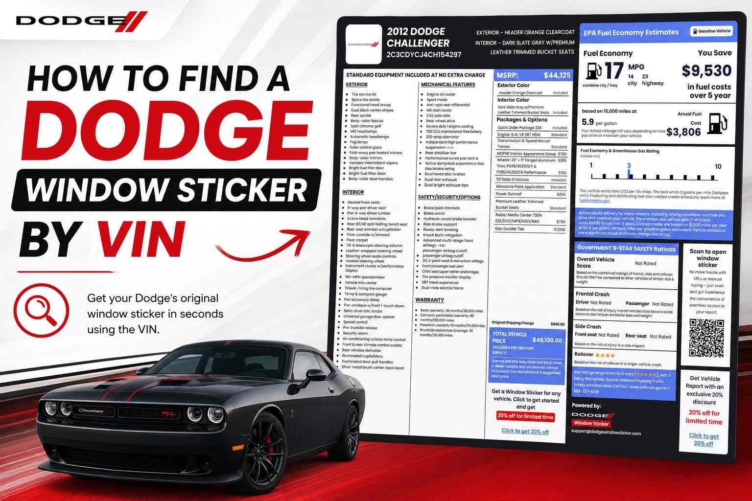 How to Find a Dodge Window Sticker by VIN